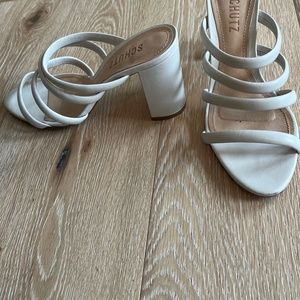 Schutz Felisa Strappy Block Heels in White